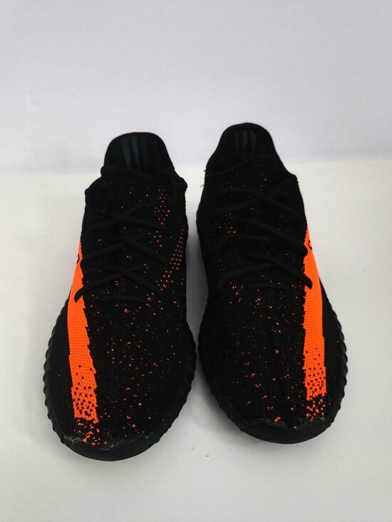 adidas men\'s Yeezy Boost 350 Black and Red Stripe Sneaker main image 4